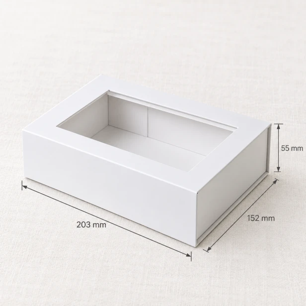 Pudełko magnetyczne B6 z okienkiem – wymiary 20 × 15 × 5,5 cm