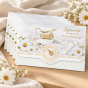 Zaproszenia chrzcielne z koronką – elegancki komplet 5 sztuk