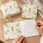 Zaproszenie komunijne z magnoliami – elegancka kartka w użyciu