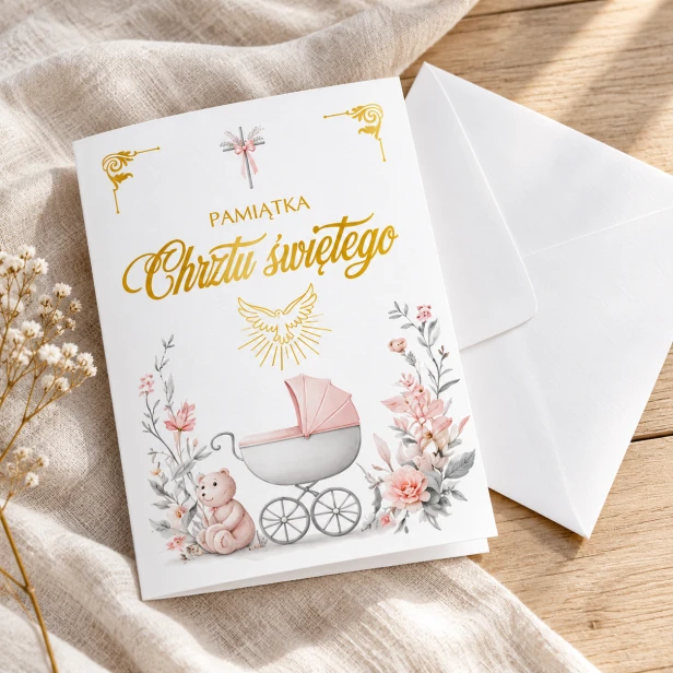 Karnet na Chrzest Święty z kopertą – pamiątkowa kartka z życzeniami