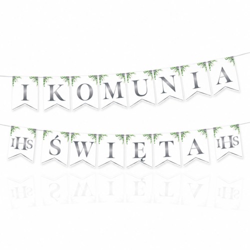 Baner I Komunia Święta Eukaliptus srebrny – girlanda 240 cm