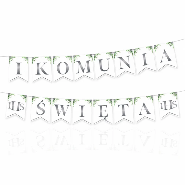 Baner I Komunia Święta Eukaliptus srebrny – girlanda 240 cm