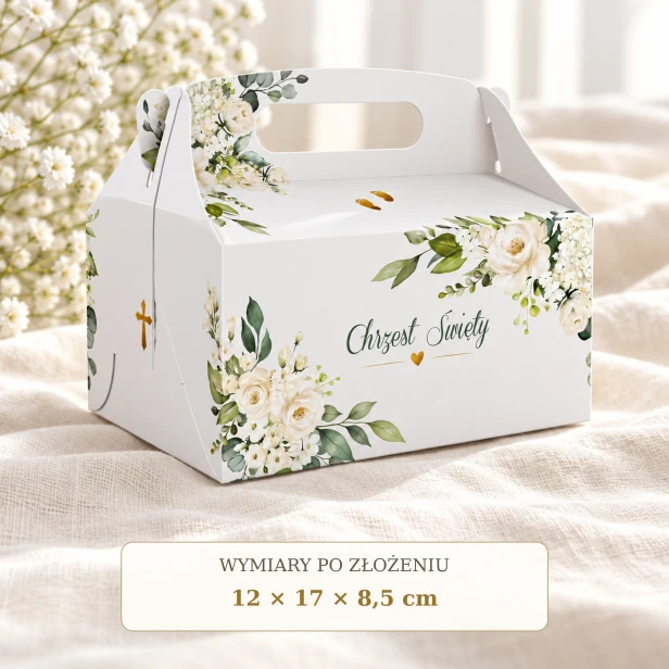 Pudełko na ciasto Chrzest Święty – wymiary 12 × 17 × 8,5 cm