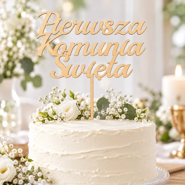 Topper Pierwsza Komunia Święta – ozdoba tortu komunijnego