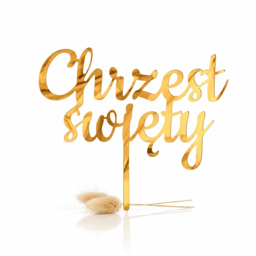 Topper Chrzest Święty złoty – akrylowa dekoracja na tort