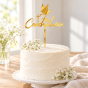 Topper First Communion na białym torcie komunijnym