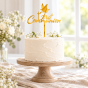 Topper komunijny First Communion – złota dekoracja tortu