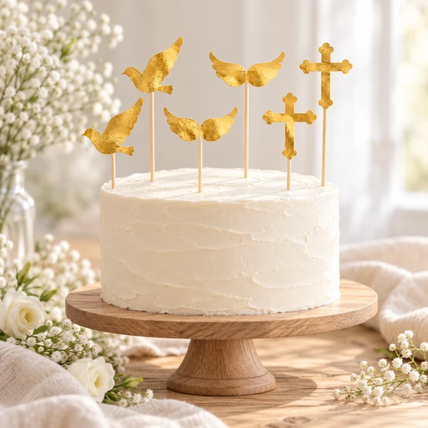 Toppery do muffinek na Komunię – 6 złotych dekoracji