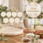 Złote napisy FIRST COMMUNION – pikery na tort komunijny