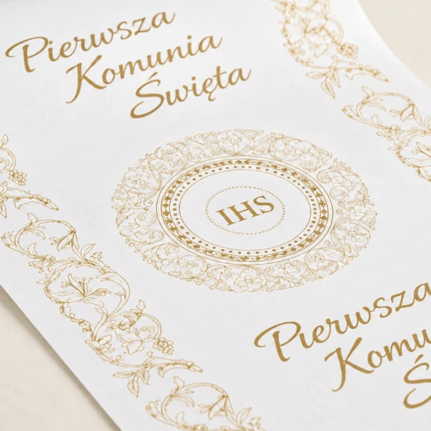 Złota Mandala IHS – zbliżenie papierowego bieżnika