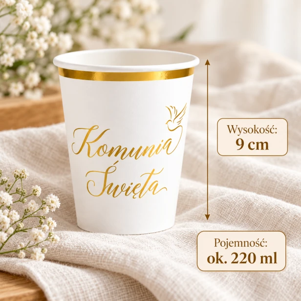 Kubeczki na Komunię 220 ml – wymiary i pojemność