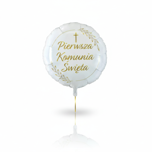 Balon foliowy komunijny Kłosy – biało-złoty 45 cm
