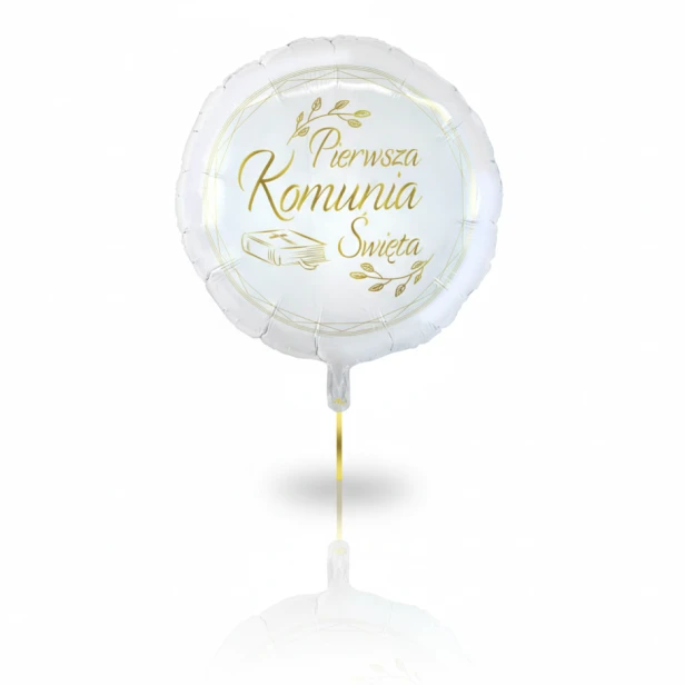 Balon foliowy komunijny BIBLIA – biało-złoty 45 cm