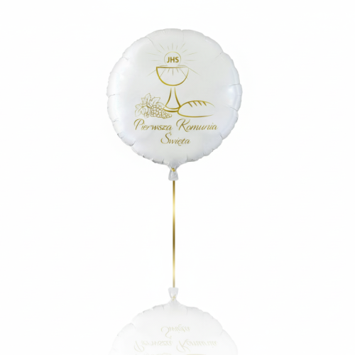Balon foliowy komunijny CHLEB – biało-złoty 45 cm