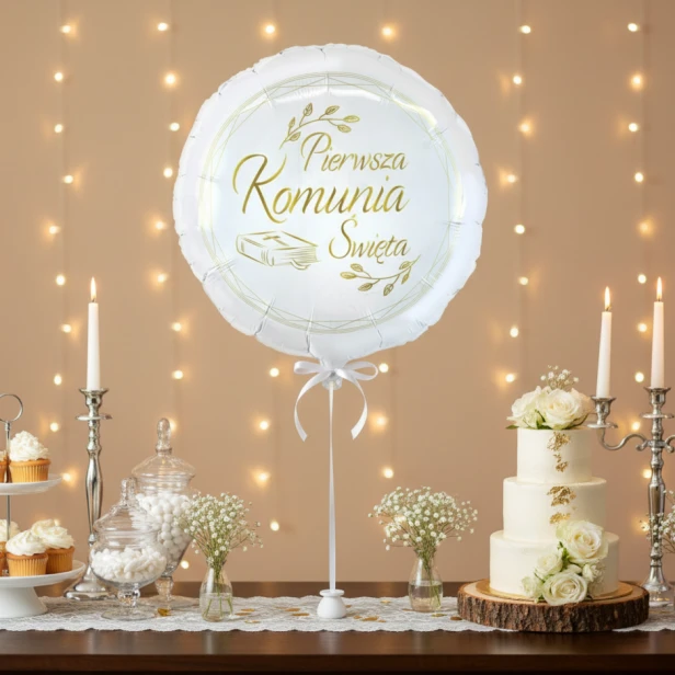 Balon komunijny Biblia – elegancka ozdoba sali