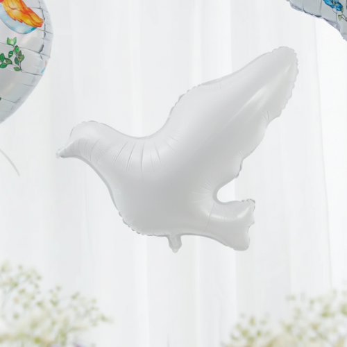 Balon biały gołąb L – dekoracja na Chrzest i Komunię