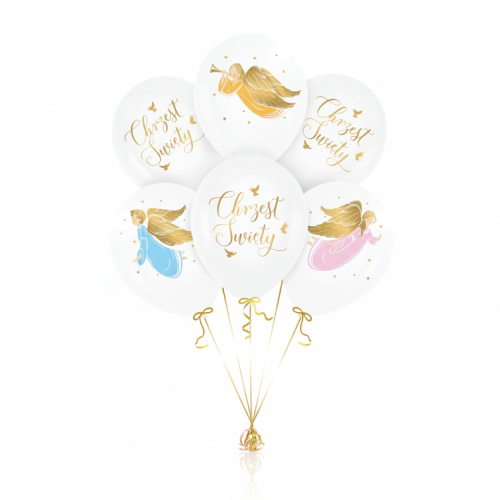 Balony na Chrzest ANIOŁY – lateksowe 30 cm, 6 szt.