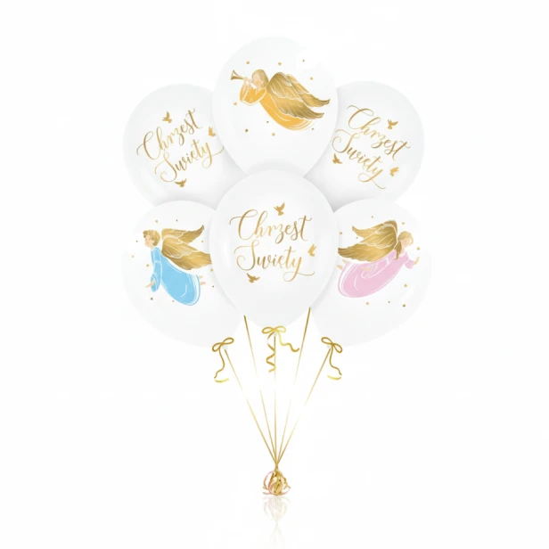 Balony na Chrzest ANIOŁY – lateksowe 30 cm, 6 szt.