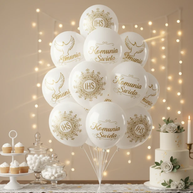 Balony Złota Mandala IHS – elegancka dekoracja sali