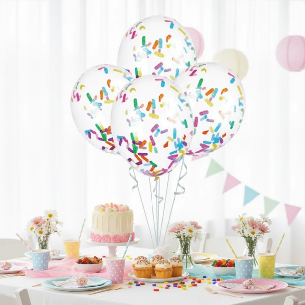 Balony z konfetti kolorowym – dekoracja urodzinowa