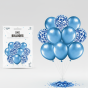 Balony niebieskie CHROM z konfetti – zestaw 10 sztuk