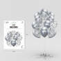 Balony srebrne CHROME z konfetti – zestaw 10 sztuk
