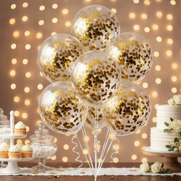 Balony GOLD CHROM 4 sztuki – elegancka dekoracja sali