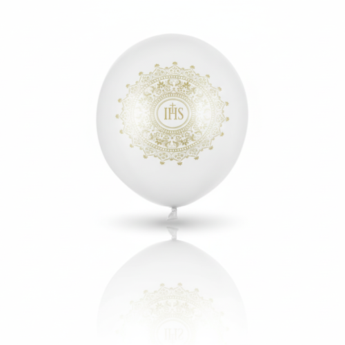 Balon komunijny Ornament White – biały lateksowy 30 cm