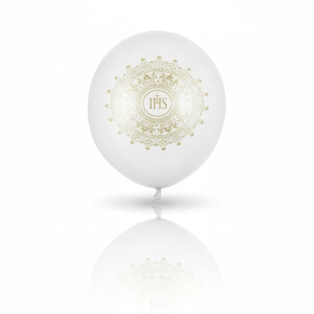 Balon komunijny Ornament White – biały lateksowy 30 cm