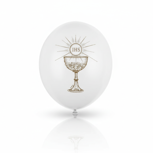 Balon komunijny IHS Chalice Classic – biały 30 cm