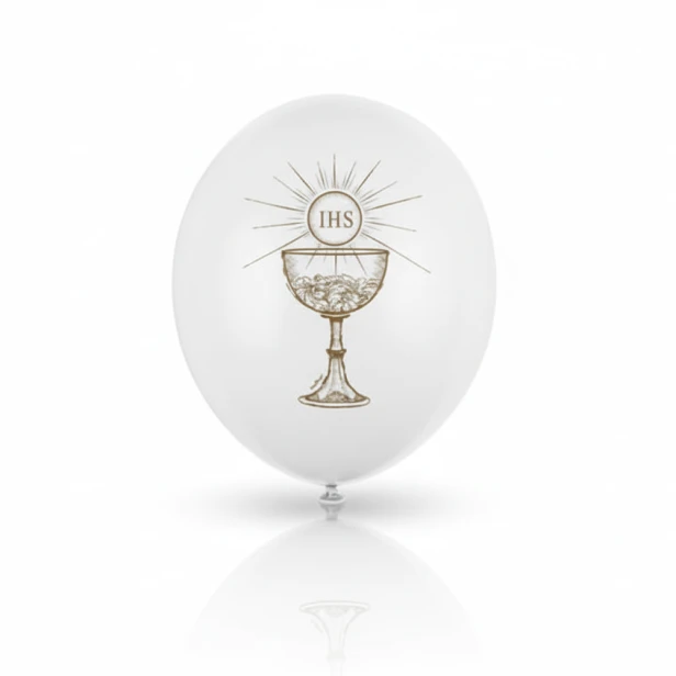 Balon komunijny IHS Chalice Classic – biały 30 cm