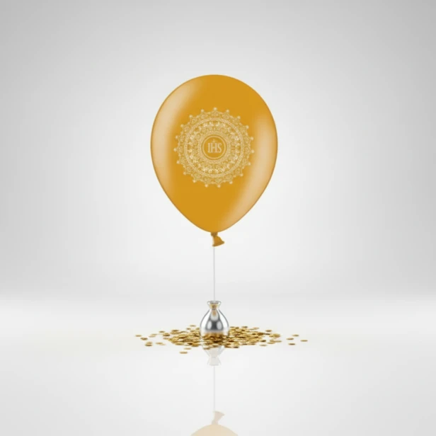 Balon na Komunię Ornament Gold – złoty wzór 30 cm