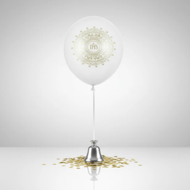 Balon na Komunię Ornament White – detal jasnego wzoru