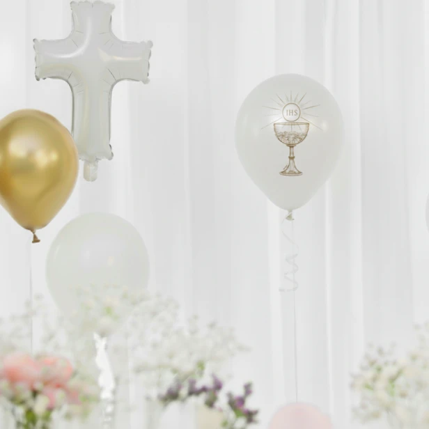 Balon komunijny IHS 30 cm – klasyczna aranżacja