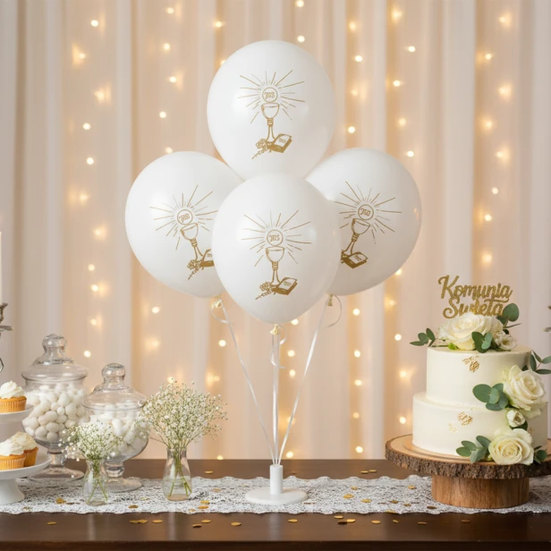 Balony IHS Chalice & Scripture – dekoracja sali komunijnej