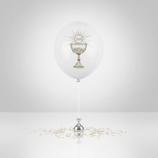 Balon IHS Chalice Classic – detal wzoru komunijnego