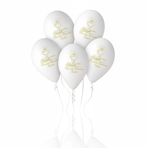 Balony komunijne IHS KIELICH – białe 30 cm | 5 szt.