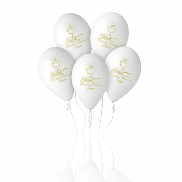 Balony komunijne IHS KIELICH – białe 30 cm | 5 szt.