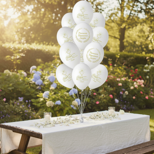 Balony na Komunię IHS Wianek – dekoracja w ogrodzie