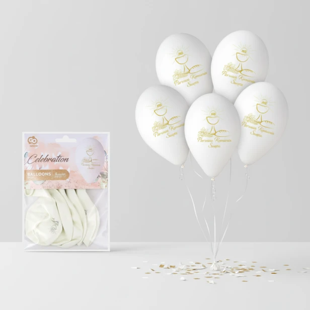 Balony na Komunię IHS KIELICH – zestaw 5 sztuk