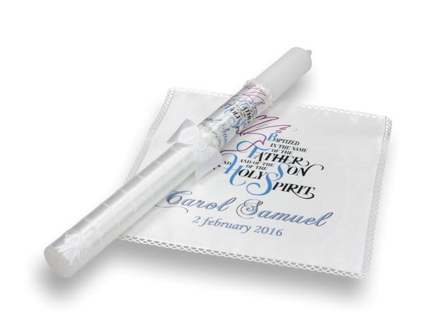 Personalised Christening Candle & Rope, Baptism