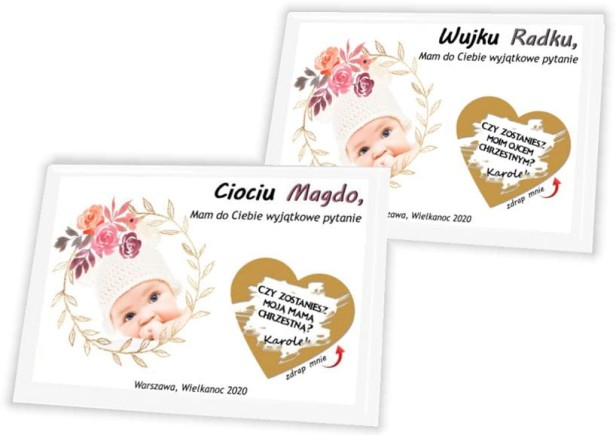 Pamiątka zdrapka na panelu ze zdjęciem - zostaniesz Rodzicem Chrzestnym