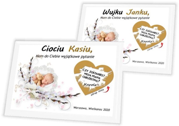 Pamiątka zdrapka na panelu ze zdjęciem - Czy zostaniesz Matką Ojcem Chrzestnym?