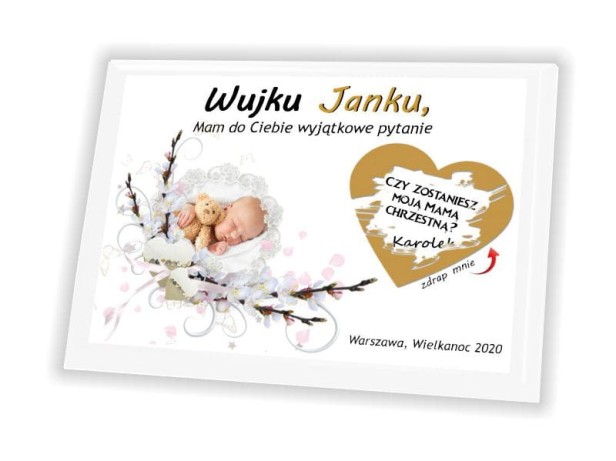 Pamiątka zdrapka na panelu ze zdjęciem - Czy zostaniesz Matką Ojcem Chrzestnym?