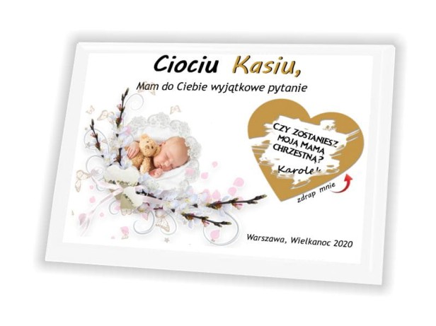 Pamiątka zdrapka na panelu ze zdjęciem - Czy zostaniesz Matką Ojcem Chrzestnym?