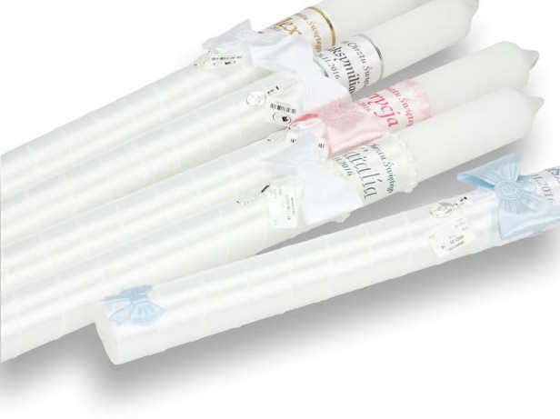 Świeca do Chrztu z imieniem i srebrnym medalikiem – Linia SACRA Medallion PREMIUM