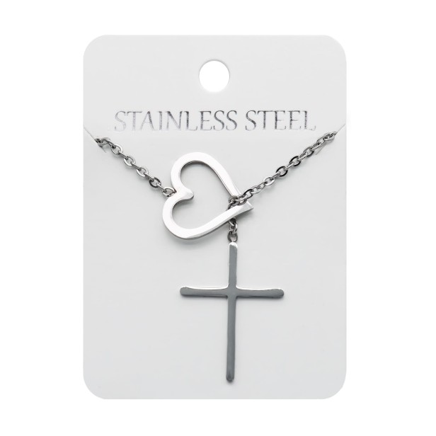 Naszyjnik - serce - krzyż - Stainless Steel