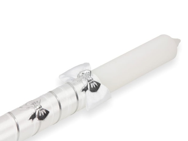 Świeca ręcznie zdobiona - srebrna