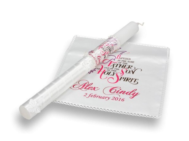 Personalised Christening Candle & Rope, Baptism
