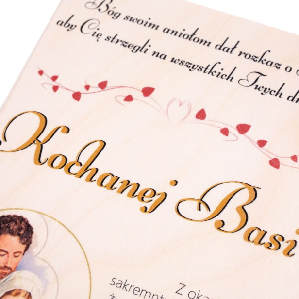 Biblia w drewnianym pudełku EKO ♻ z nadrukiem Ink-Jet – Pamiątka Chrztu Świętego